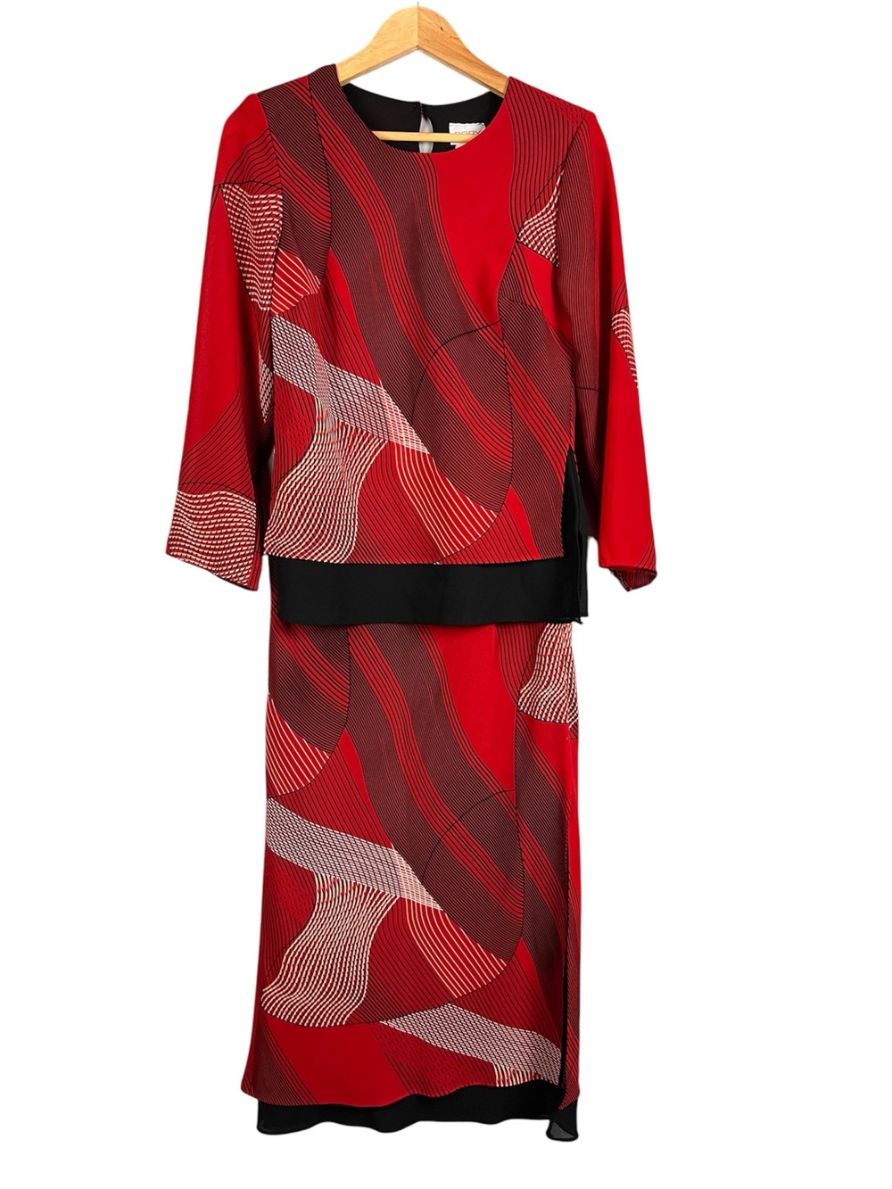 Vintage Long Skirt Set Red & Black Size M